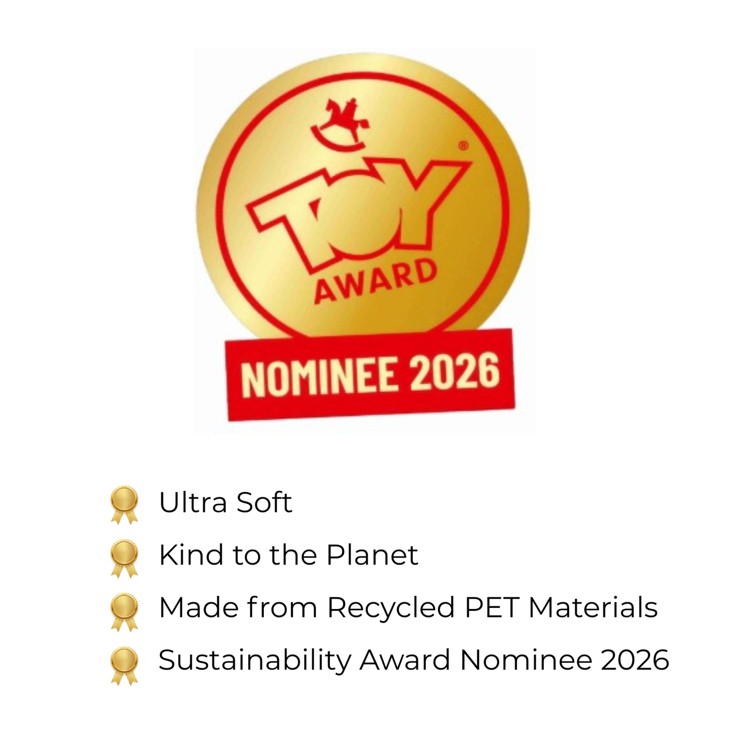 One Love Plush sustainability award nominee 2026 made from recycled PET materials