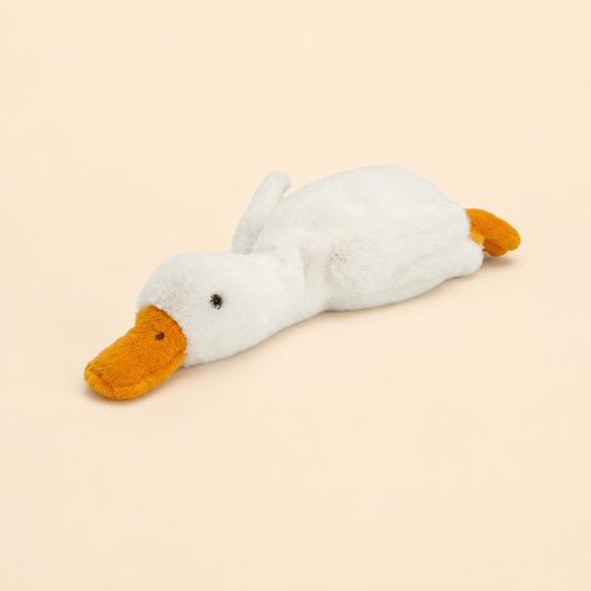 One Love Snuggles Feather Goose white plush toy with an orange beak