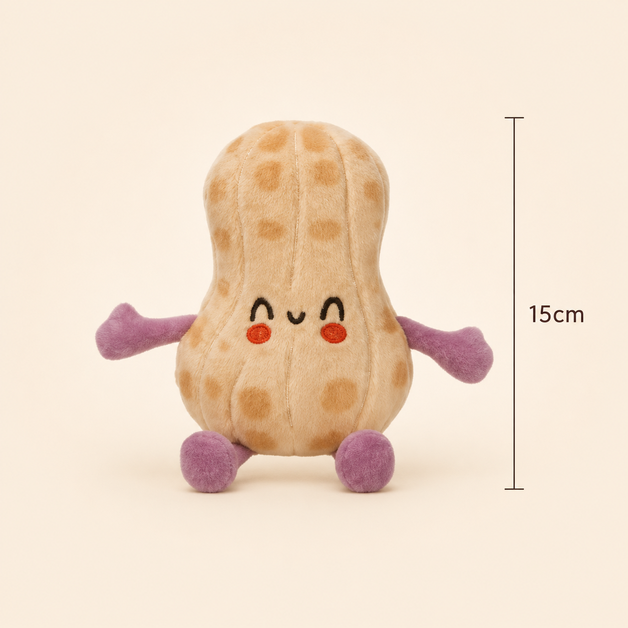 Peanut Besitos plush toy with 15cm height measurement guide on a soft cream background | Plushies South Africa