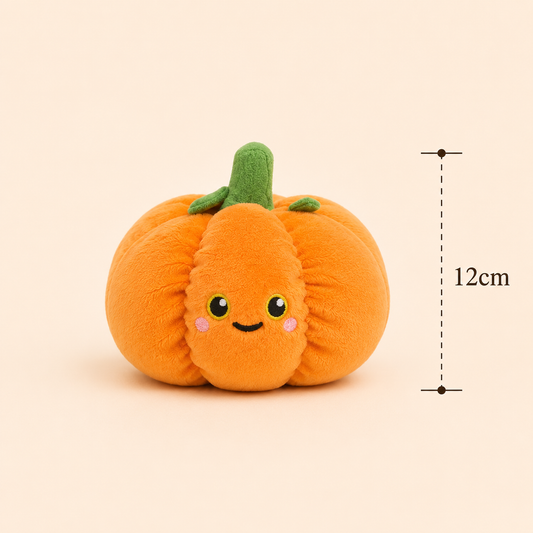 Pumpkin Besitos plush toy with 12cm measurement guide on a soft cream background Plushies South Africa