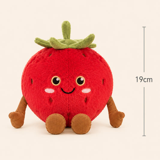 Strawberry Besitos plush toy with 19cm measurement guide on a soft cream background Plushies South Africa