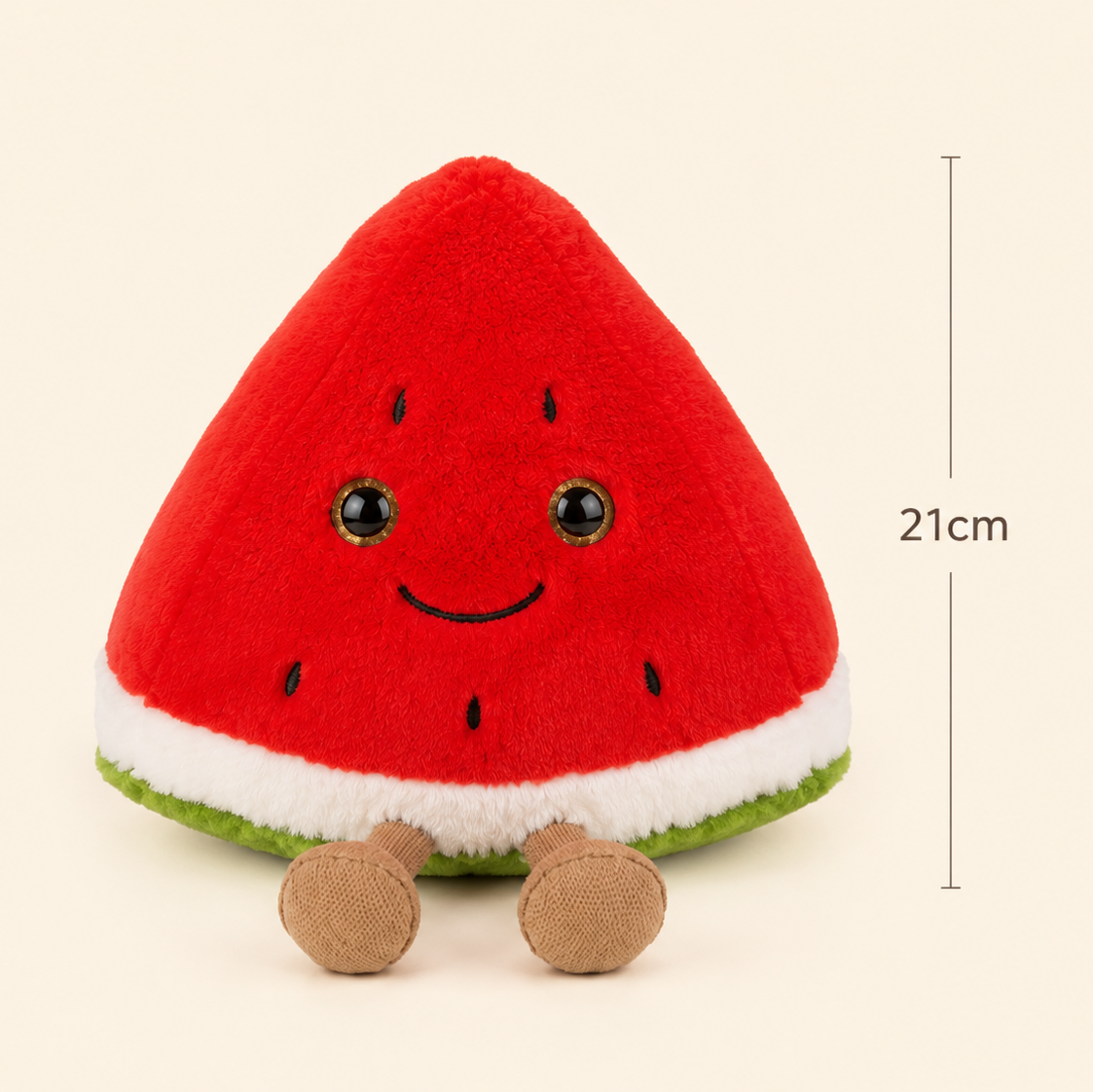Watermelon Besitos plush toy with 21cm measurement guide on a soft cream background | Plushies South Africa