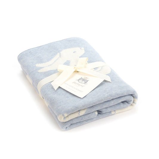 Bashful Blue Bunny Blanket by Jellycat (100% Cotton)