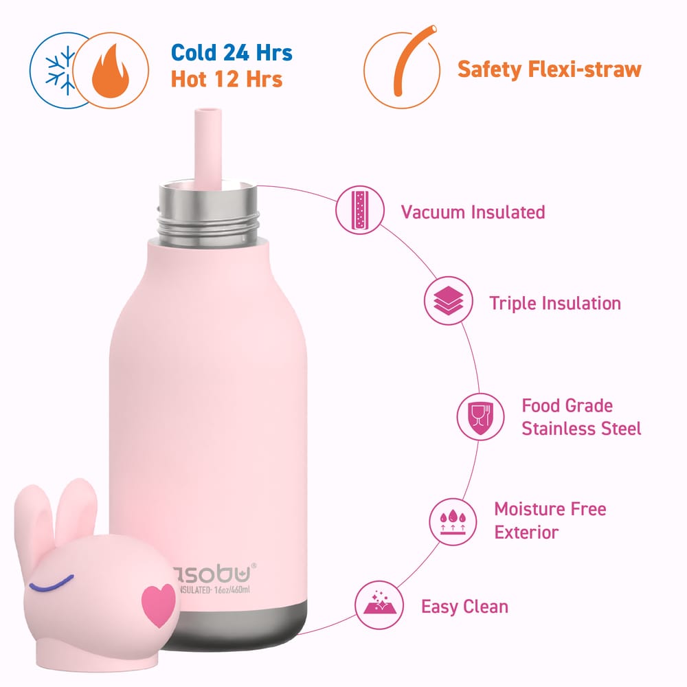 Asobu Bunny Bestie water bottle pink silicone character head stainless steel South Africa