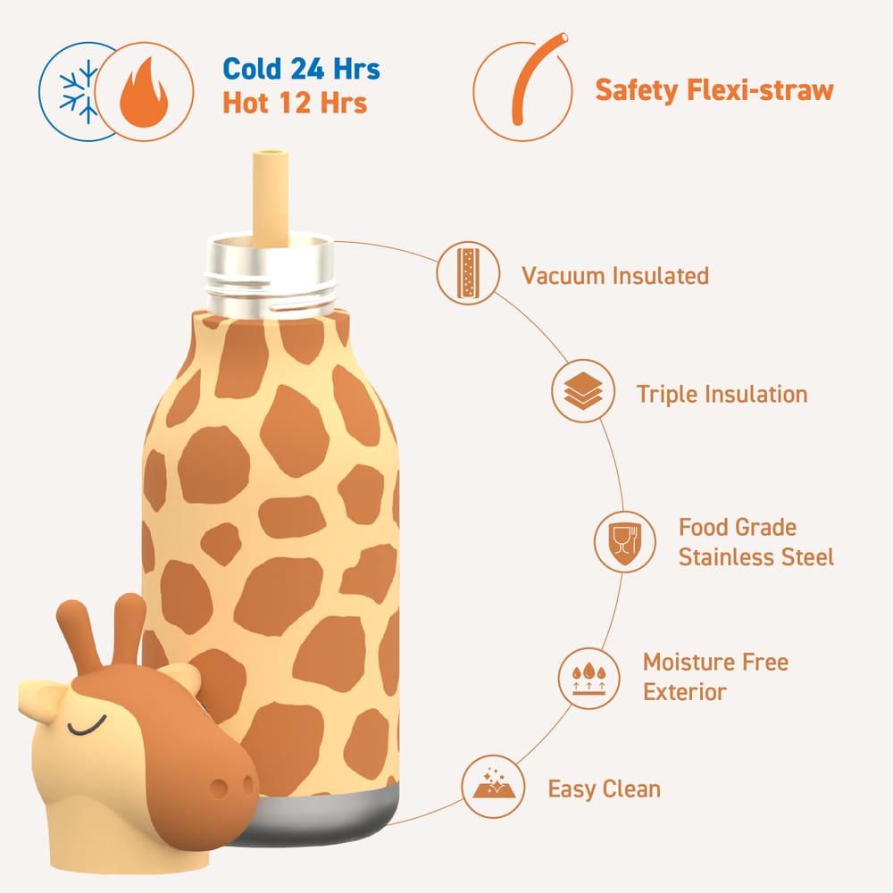 Asobu Giraffe Bestie water bottle yellow silicone giraffe head stainless steel South Africa