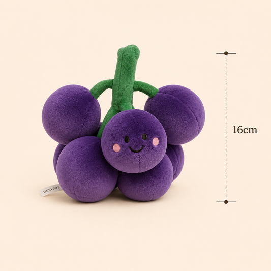 Grape Besitos plush toy with 16cm measurement guide on a soft cream background | Plushies South Africa