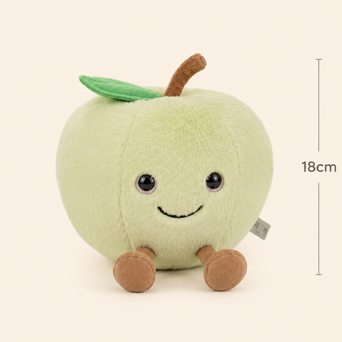 Green Apple Besitos plush toy with 18cm measurement guide on a soft cream background Plushies South Africa