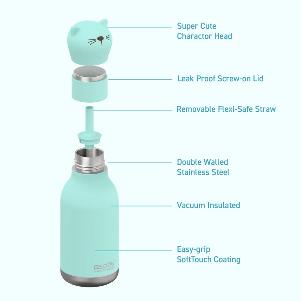 Asobu Cat Bestie water bottle purple silicone kitty head stainless steel South Africa