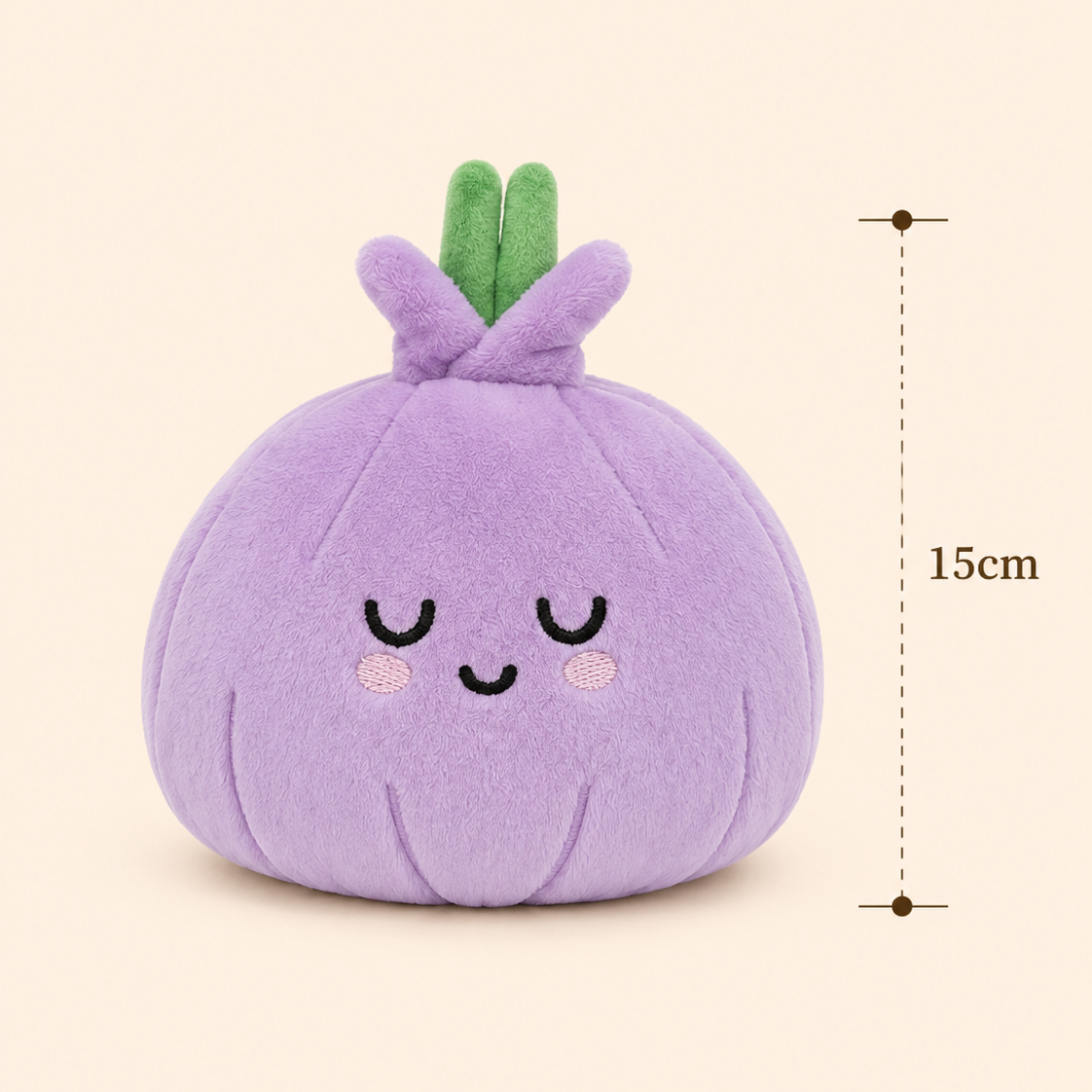 Onion Besitos plush toy with 15cm measurement guide on a soft cream background Plushies South Africa