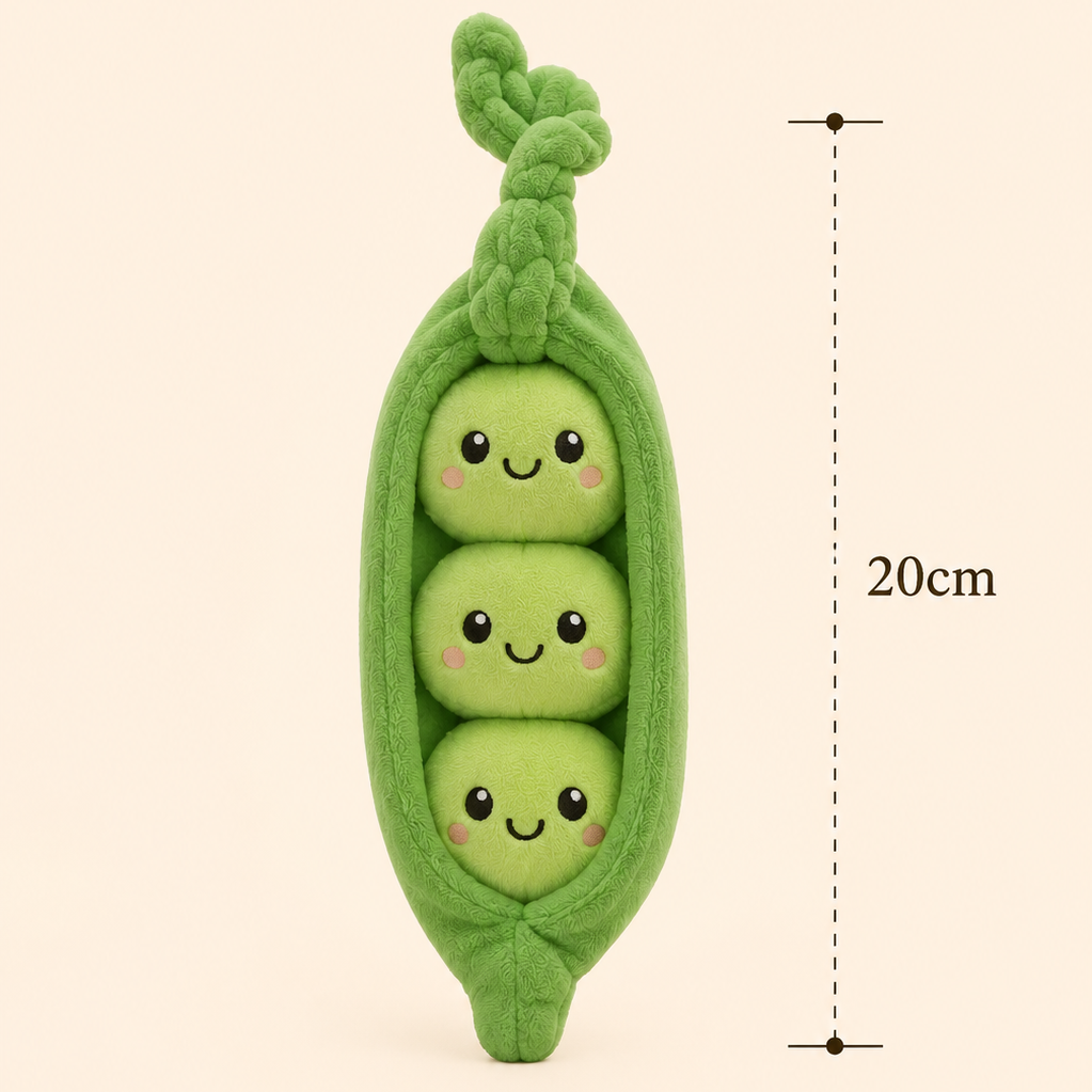Pea Pod Besitos plush toy with 20cm measurement guide on a soft cream background Plushies South Africa