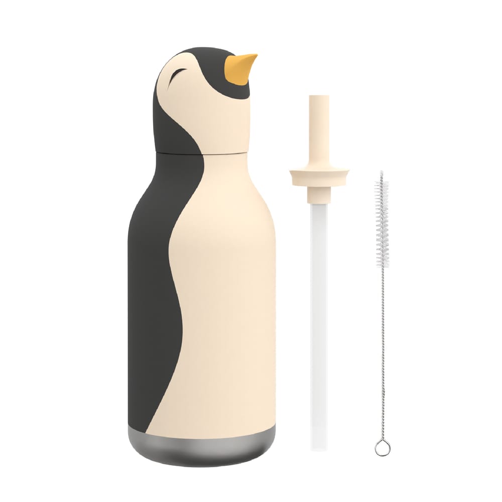 Asobu Penguin Bestie water bottle black white silicone penguin head stainless steel South AfricaAsobu Penguin Bestie water bottle black white silicone penguin head stainless steel South Africa