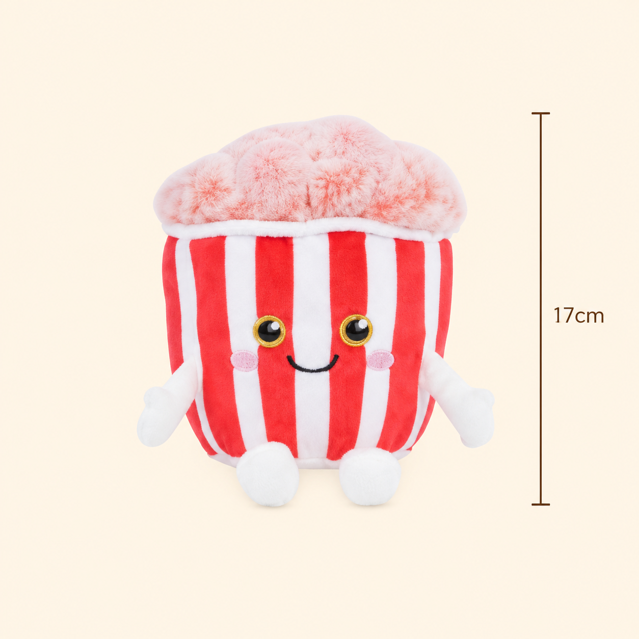 Popcorn Besitos plush toy with 17cm height measurement guide on a soft cream background Plushies South Africa