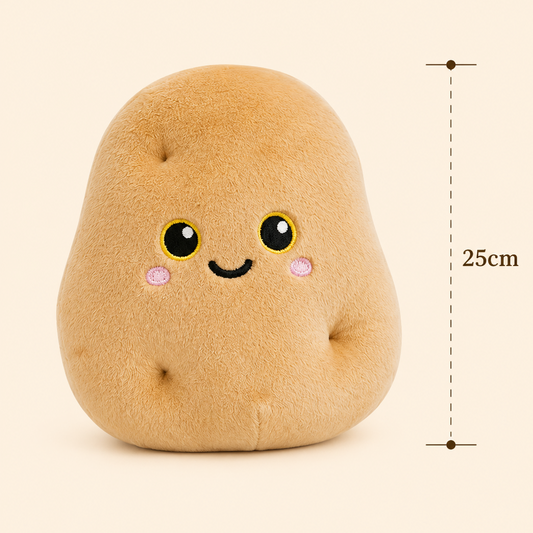 Potato Besitos plush toy with 25cm measurement guide on a soft cream background Plushies South Africa