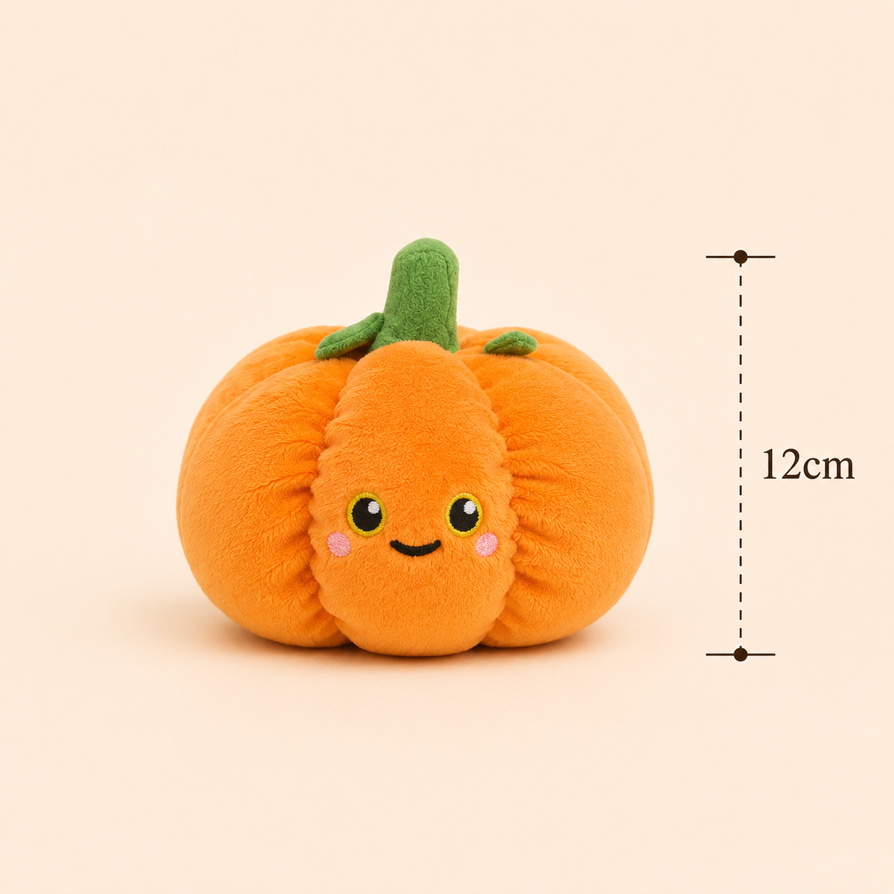 Pumpkin Besitos plush toy with 12cm measurement guide on a soft cream background Plushies South Africa