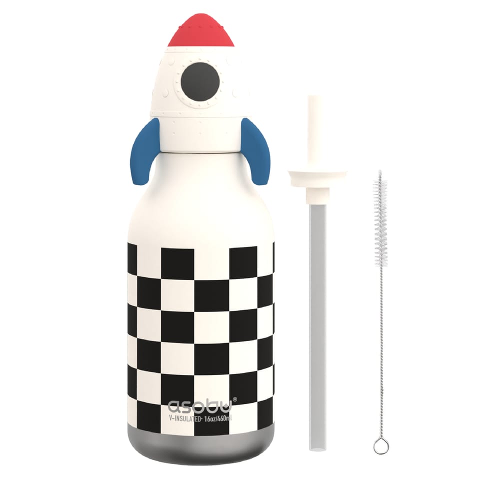 Asobu Rocket Bestie water bottle black white blue red silicone Rocket spaceship space head stainless steel South Africa