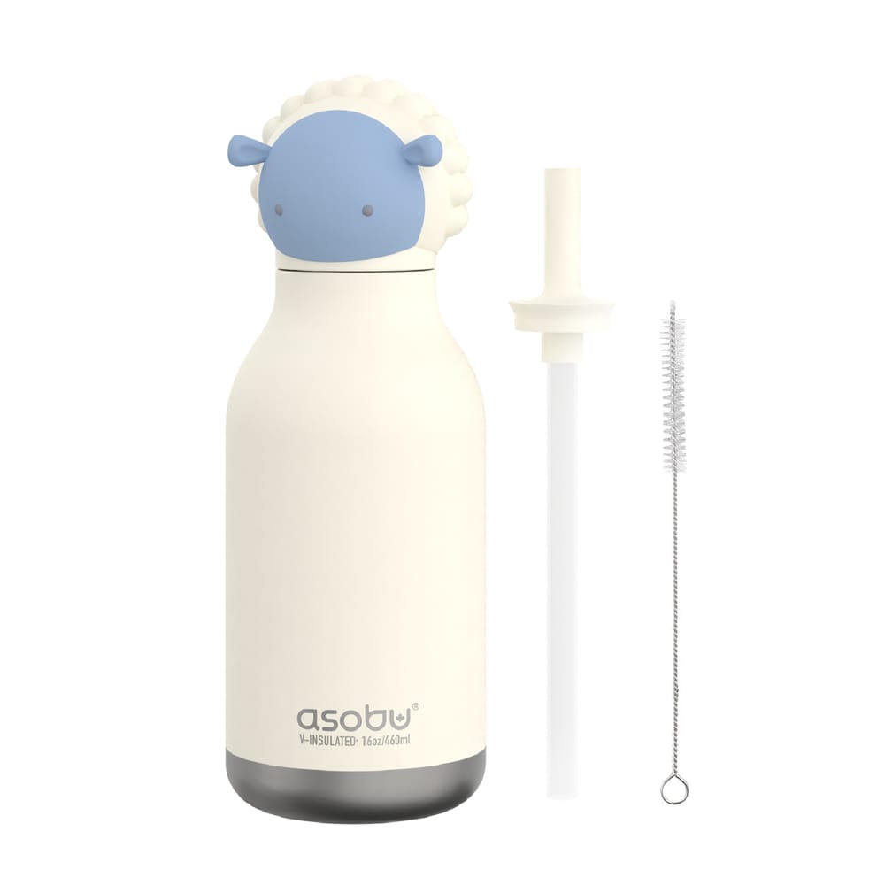 Asobu Sheep Lamb Bestie water bottle white blue silicone character head stainless steel South Africa