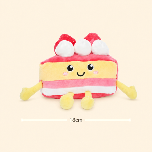 Strawberry Cake Besitos plush toy with horizontal 18cm width measurement guide on a soft cream background Plushies South Africa
