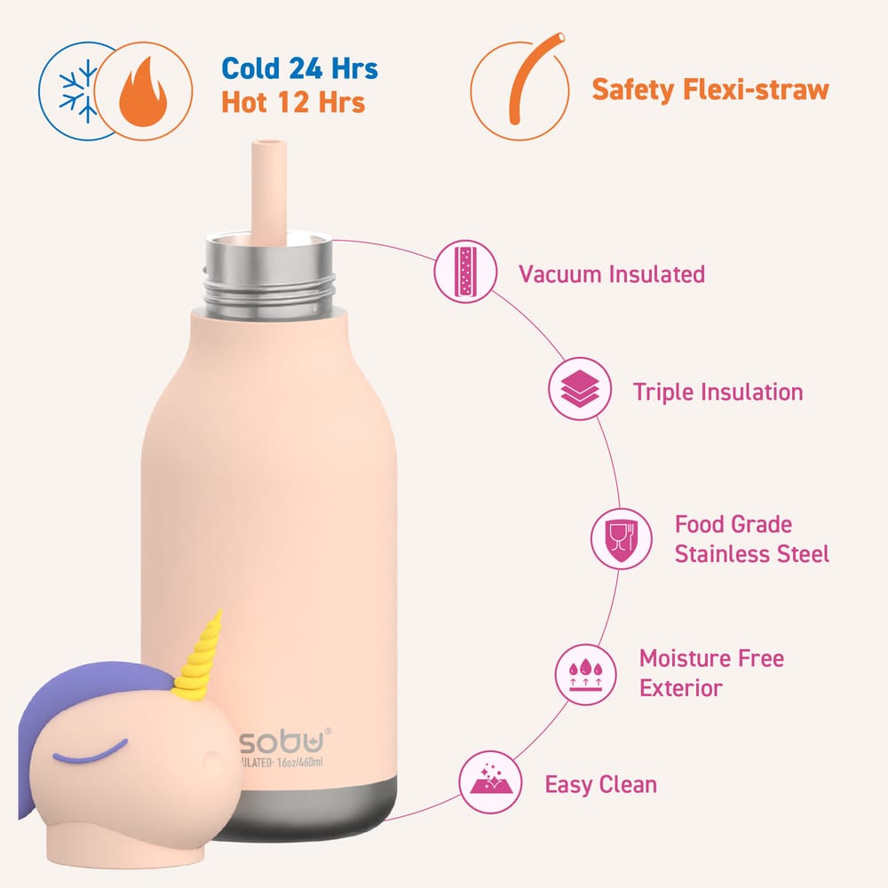 Asobu Unicorn Bestie water bottle rainbow silicone unicorn head stainless steel South Africa